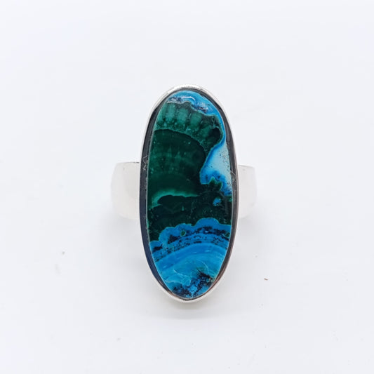 Anillo Malaquita con Turquesa Oval Hecho a Mano