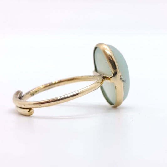 Anillo Calcedonia Azul Oval