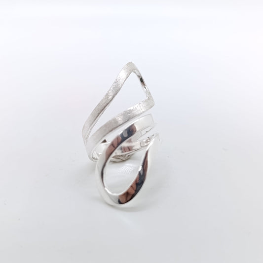 Anillo Doble Bucle Matizado Plata 925