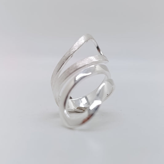 Anillo Doble Bucle Matizado Plata 925