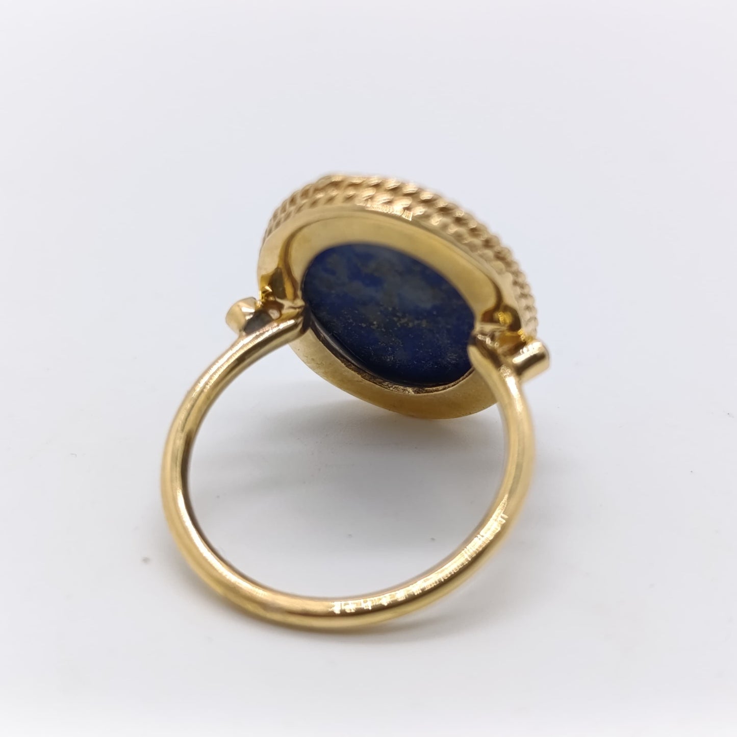 Anillo Barroco Lapislázuli Chapado en Oro 18k Moissanita