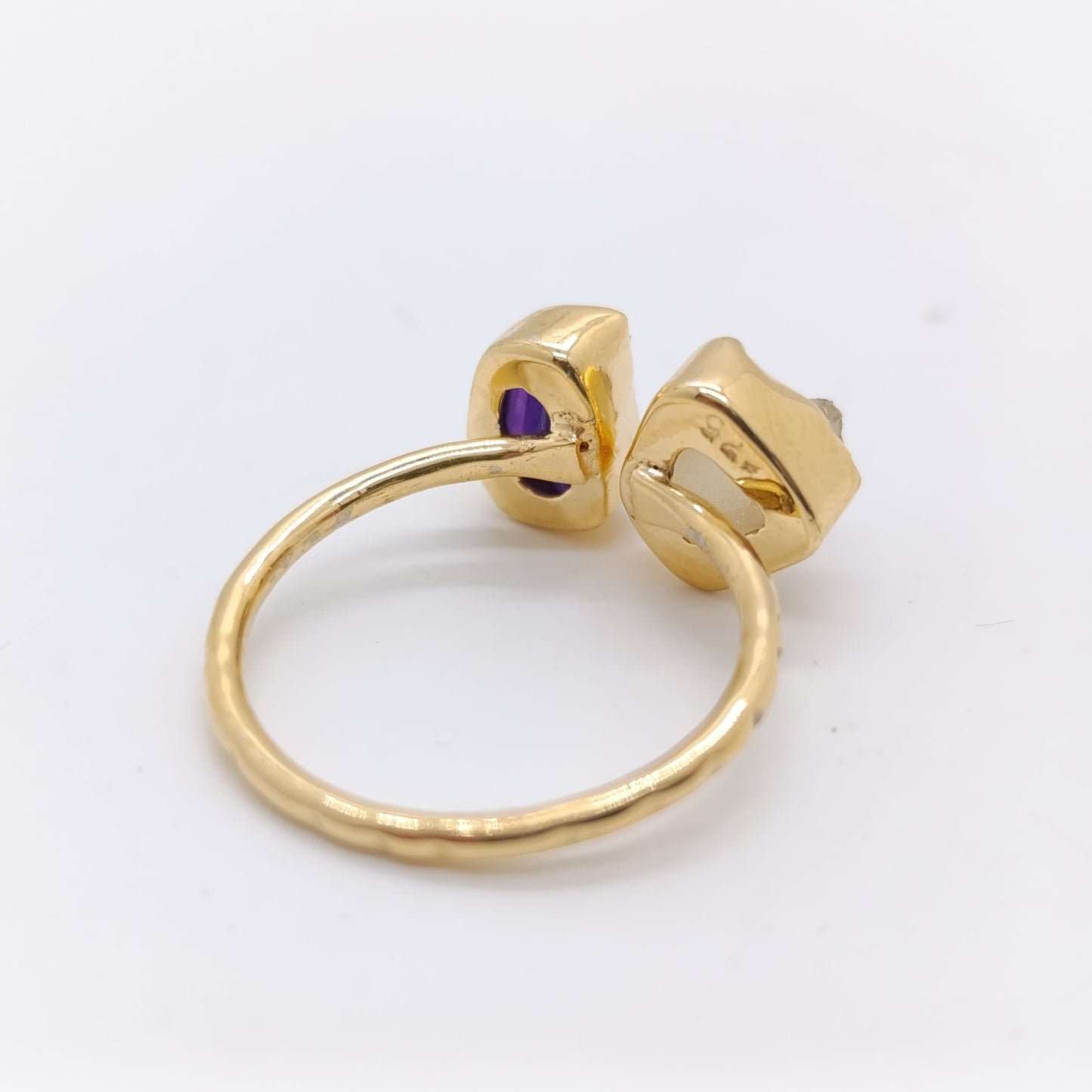 Anillo Belsa Amatista y Citrino Plata 925 Chapado Oro 18k