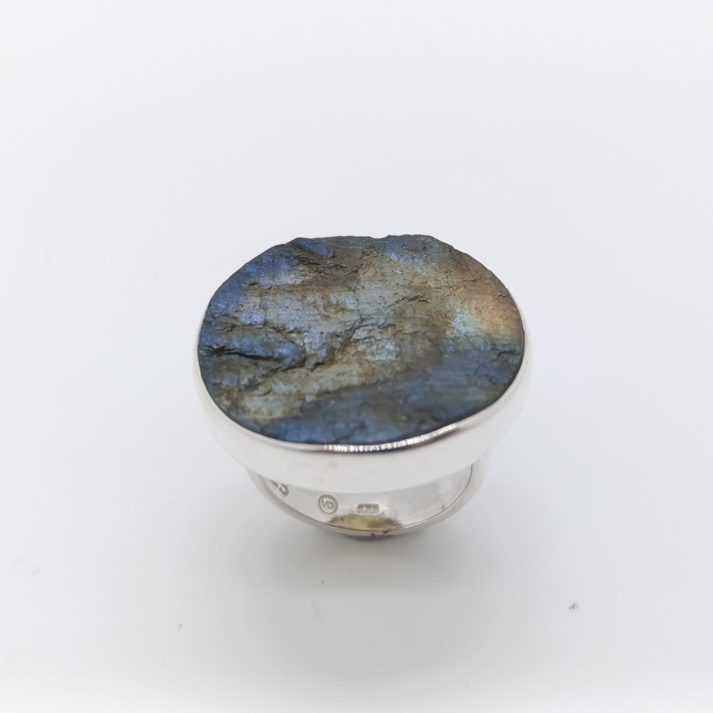 Anillo Labradorita Espectrolita en Bruto Hecho a Mano