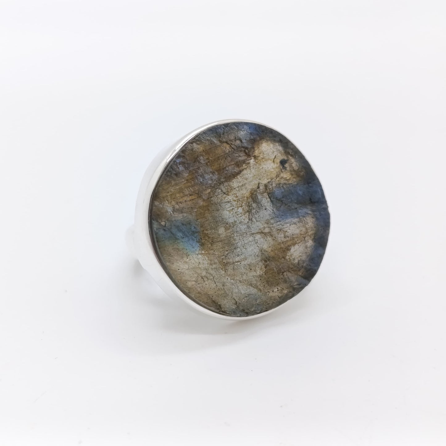 Anillo Labradorita Espectrolita en Bruto Hecho a Mano