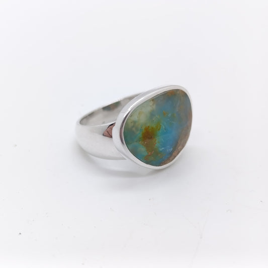 Anillo Ópalo Peruano Hecho a Mano Calidad AAA Plata 925