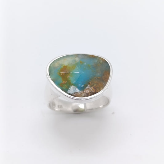 Anillo Ópalo Peruano Hecho a Mano Calidad AAA Plata 925