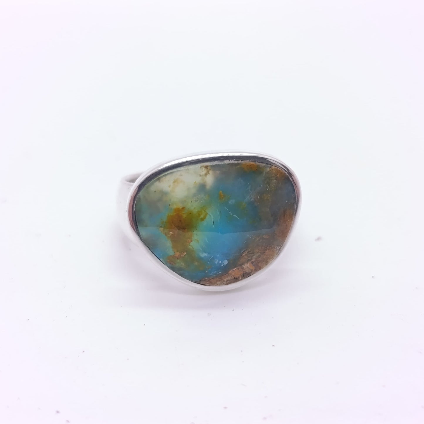 Anillo Ópalo Peruano Hecho a Mano Calidad AAA Plata 925