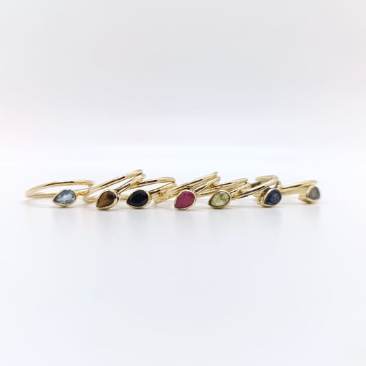 Anillo Colour Piedras Chapado en Oro 18k