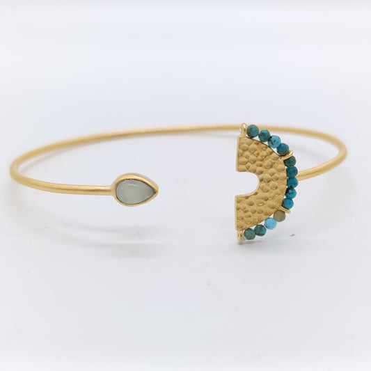 Pulsera DemiSol Turquesa Chapado Oro 18k Mate