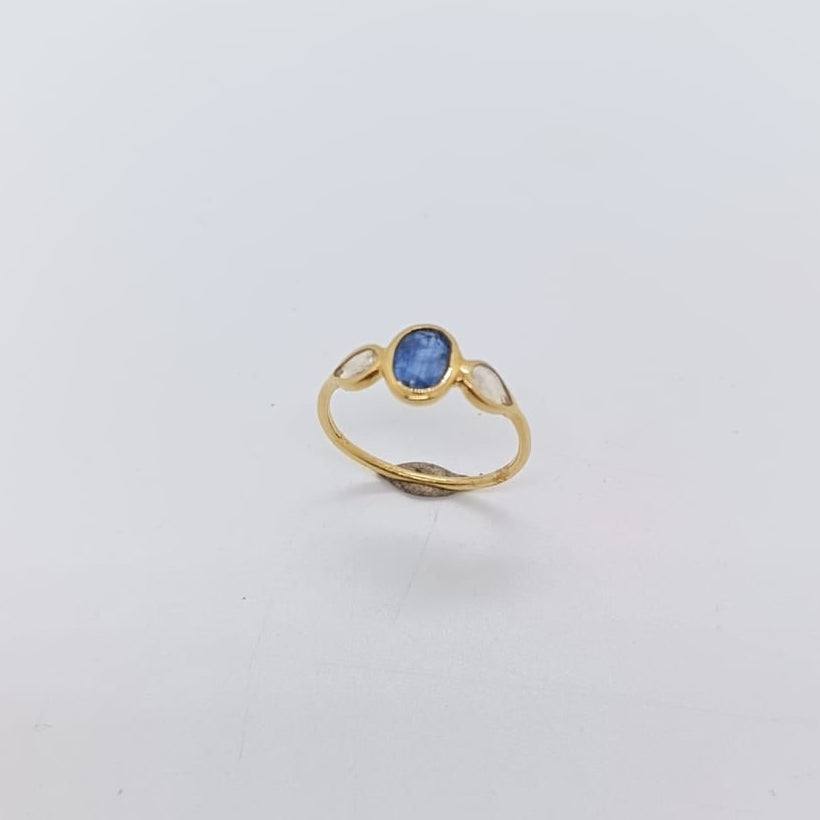 Anillo Cianita y Topacio Plata Chapada Oro 18k