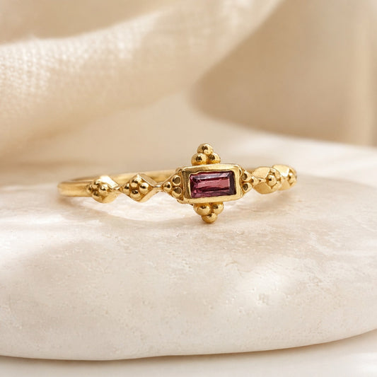 Anillo Sol Rectangulo Gemas Naturales