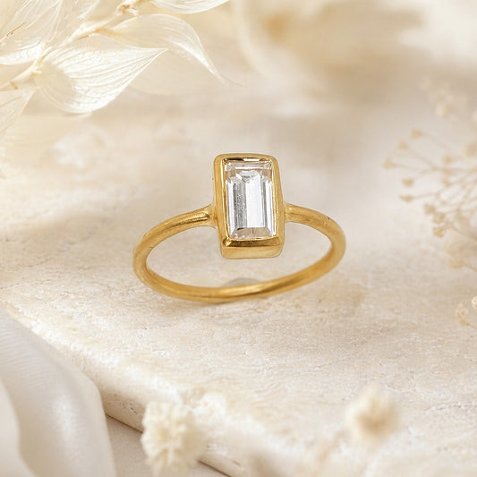 Anillo Topacio Chapado Oro 18k