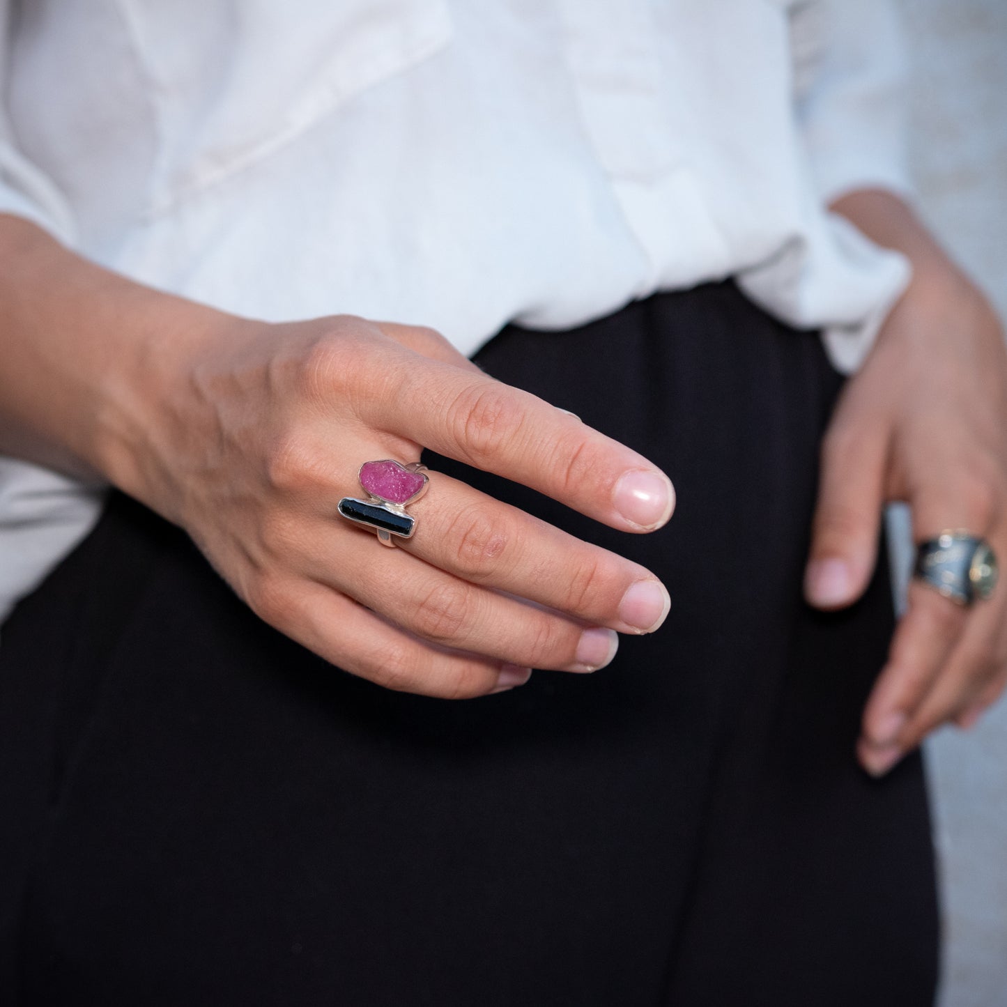 IC: ANILLO PLATA TURMALINA ARTESANIA