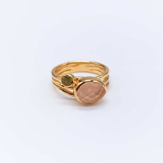 Anillo Rosse Plata 925 Chapada en Oro 18K
