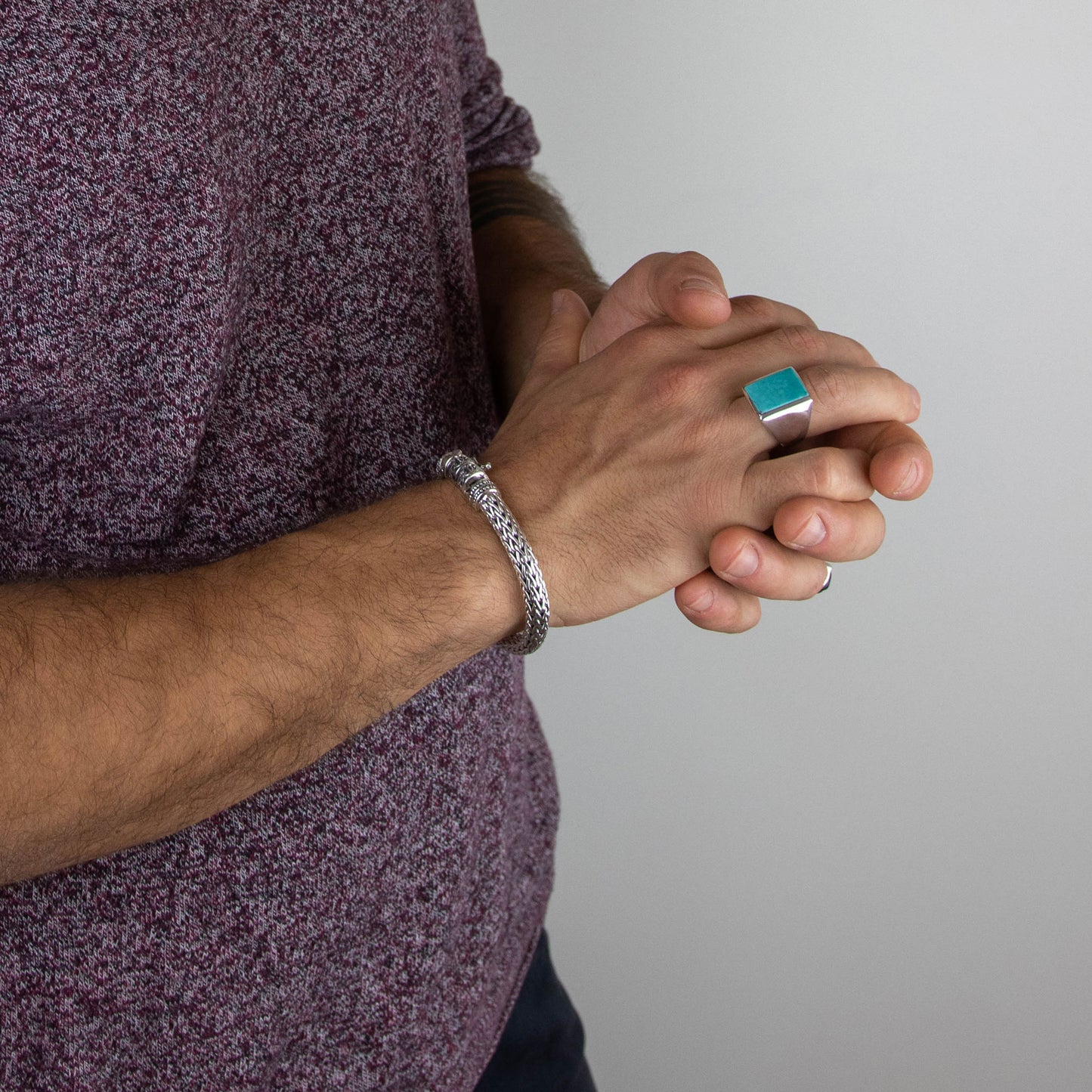 IC: ANILLO PLATA 925 TURQUESA HOMBRE