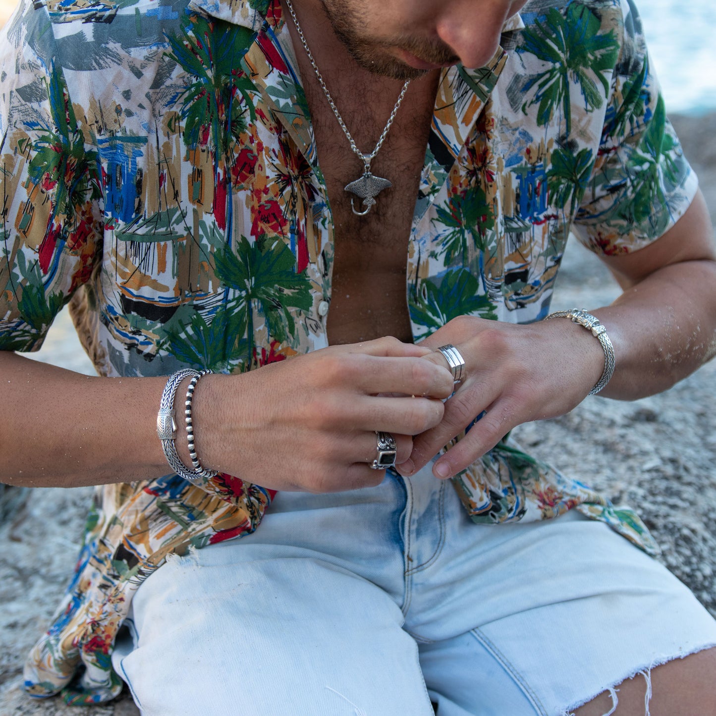 pulsera plata hombre