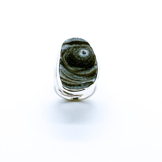 Anillo Ágata Drusa Nakama Plata 930 Fairmined