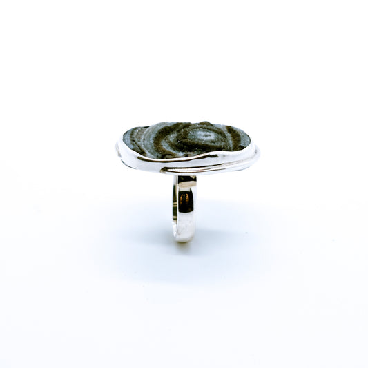 Anillo Ágata Drusa Nakama Plata 930 Fairmined