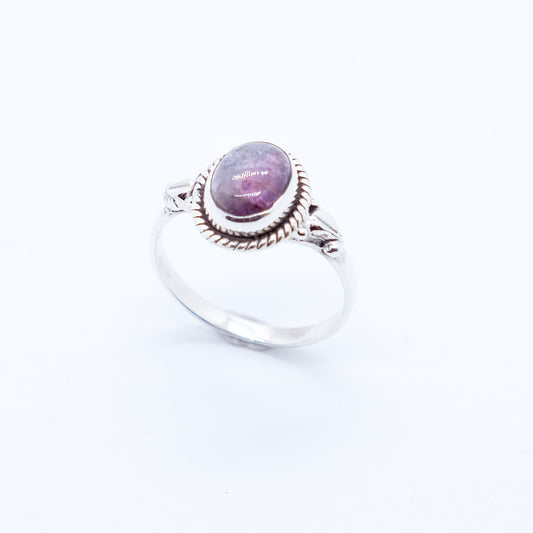 Anillo Meeresboden Turmalina Roja Rubelita Plata 925 Ecológica