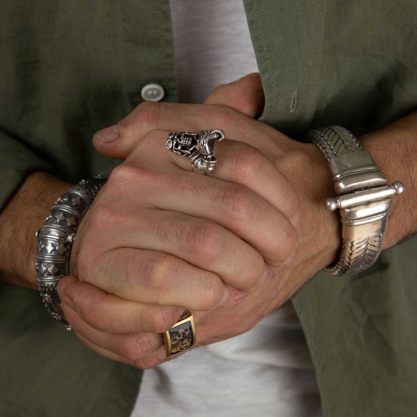Anillo Reloj Sq - Plata Luz