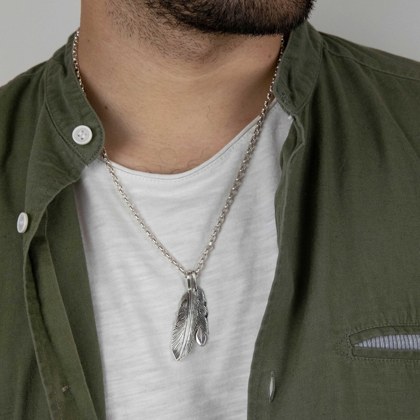 Colgante Pluma - Plata Luz