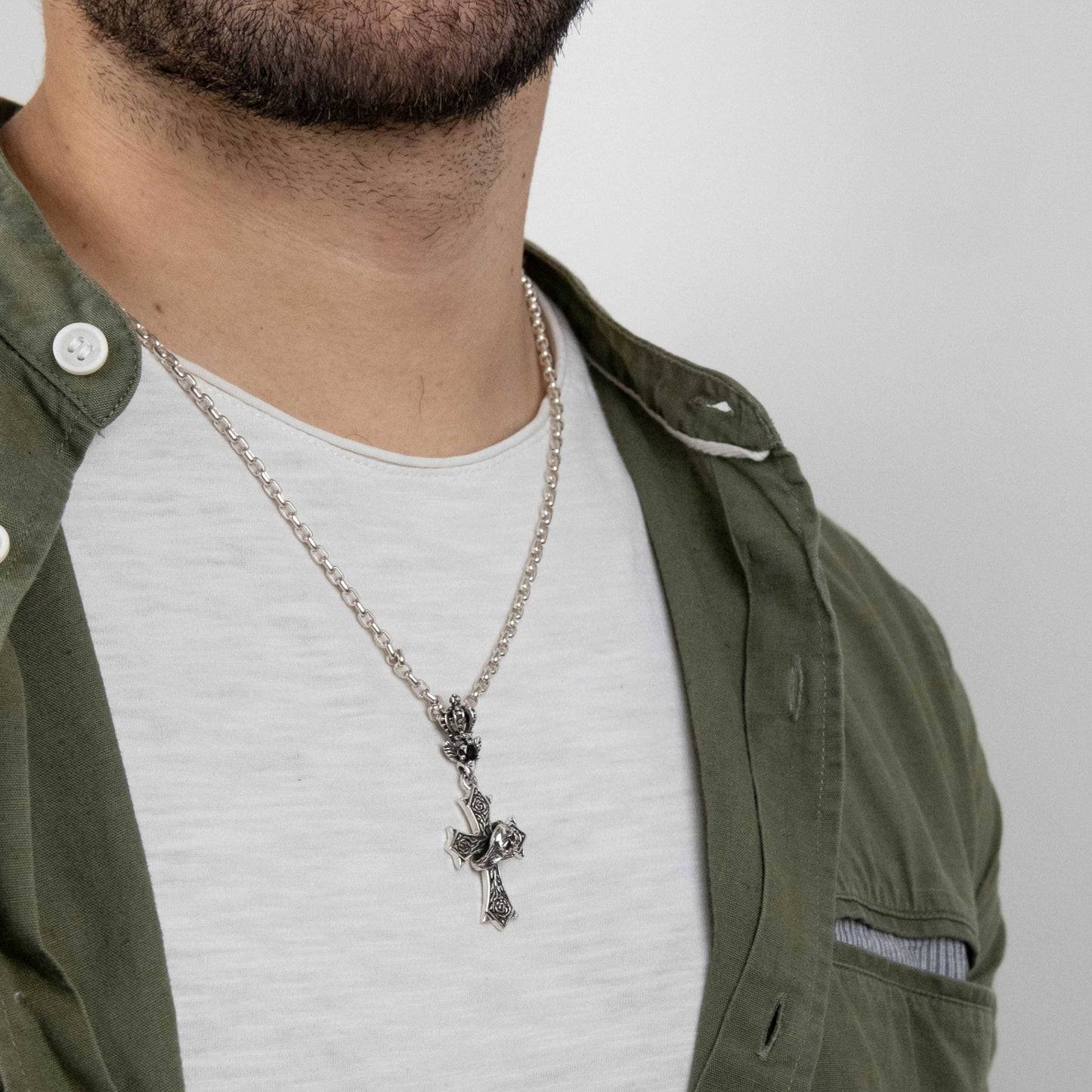 Colgante Cruz Dem - Plata Luz