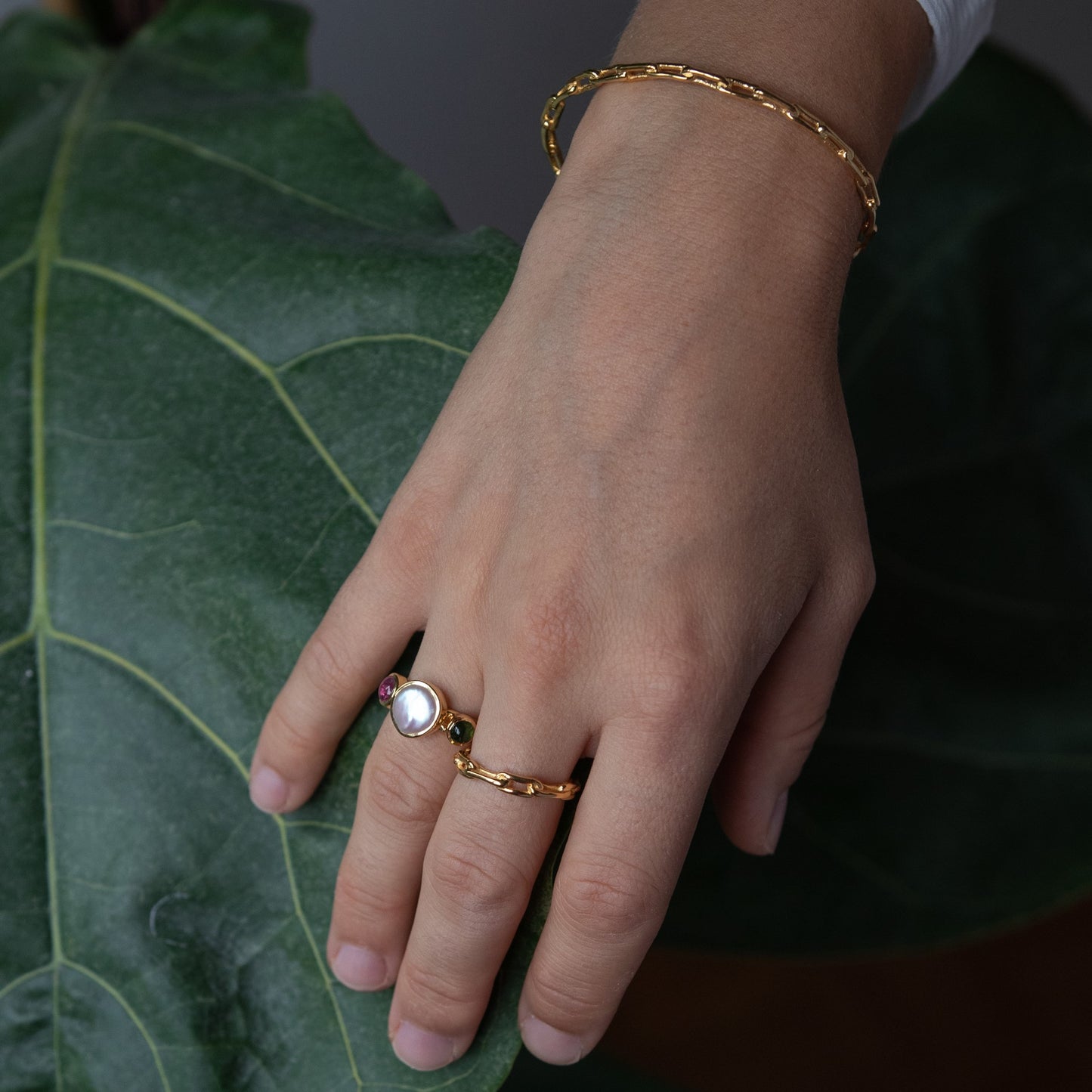 Anillo Chain Plata Chapada Oro 18k