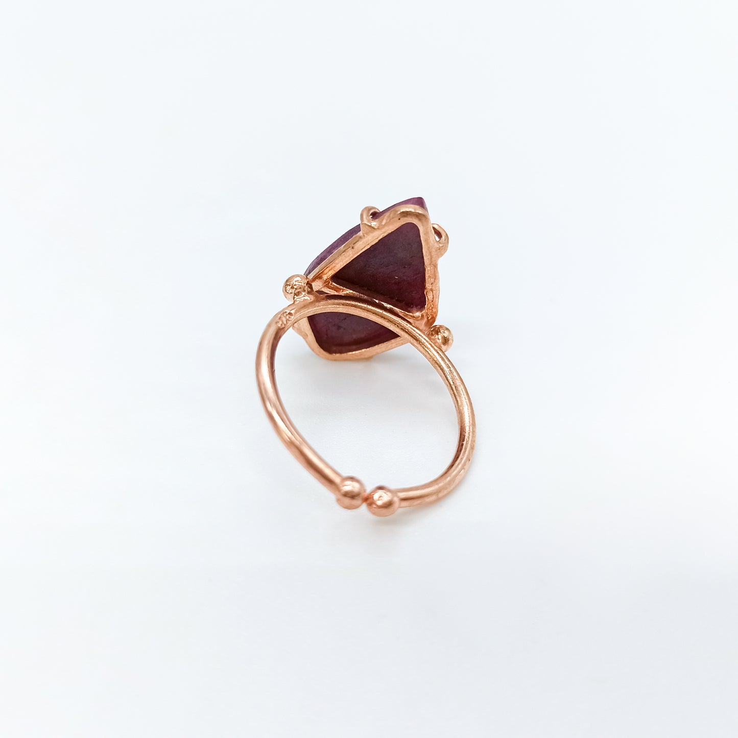 Anillo Rubi y Plata 925 con Baño en Oro Rosa