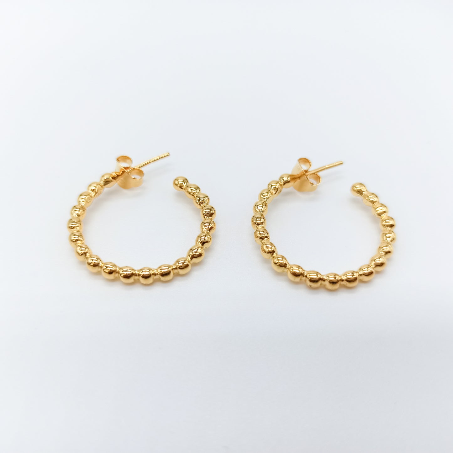 Pendiente Aro Bolas Plata 925 Bañada en Oro 18k