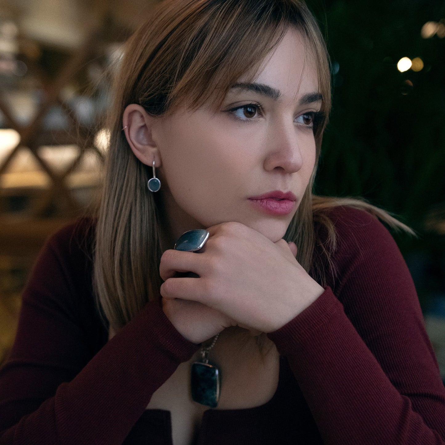 pendiente plata luz calcedonia natural 3