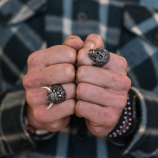 IC: ANILLO PLATA CALAVERA CATRINA MEXICANA