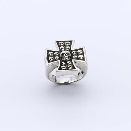 IC: ANILLO PLATA 925 CRUZ CALAVERAS