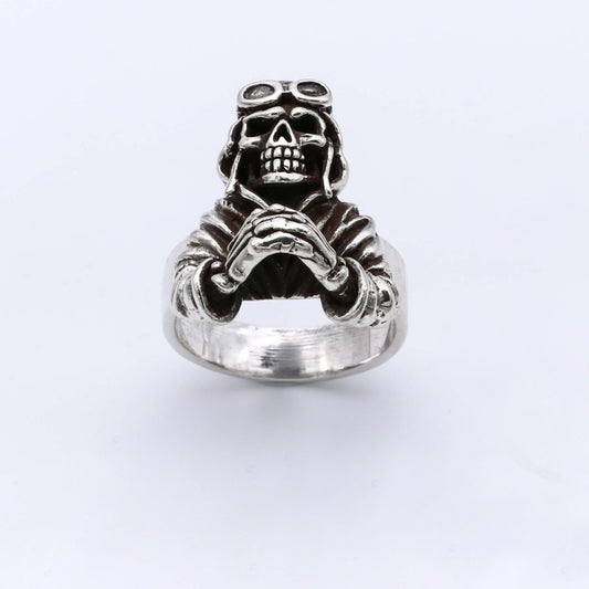 IC: ANILLO PLATA 925 CALAVERA AVIADOR