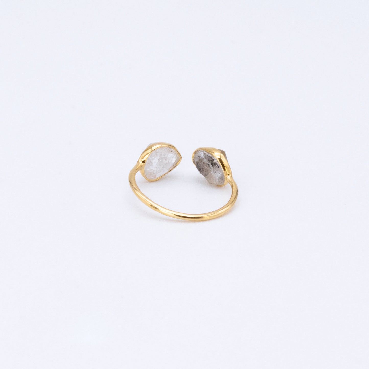Anillo Cuarzo Herkimer Plata Bañada en Oro 18k