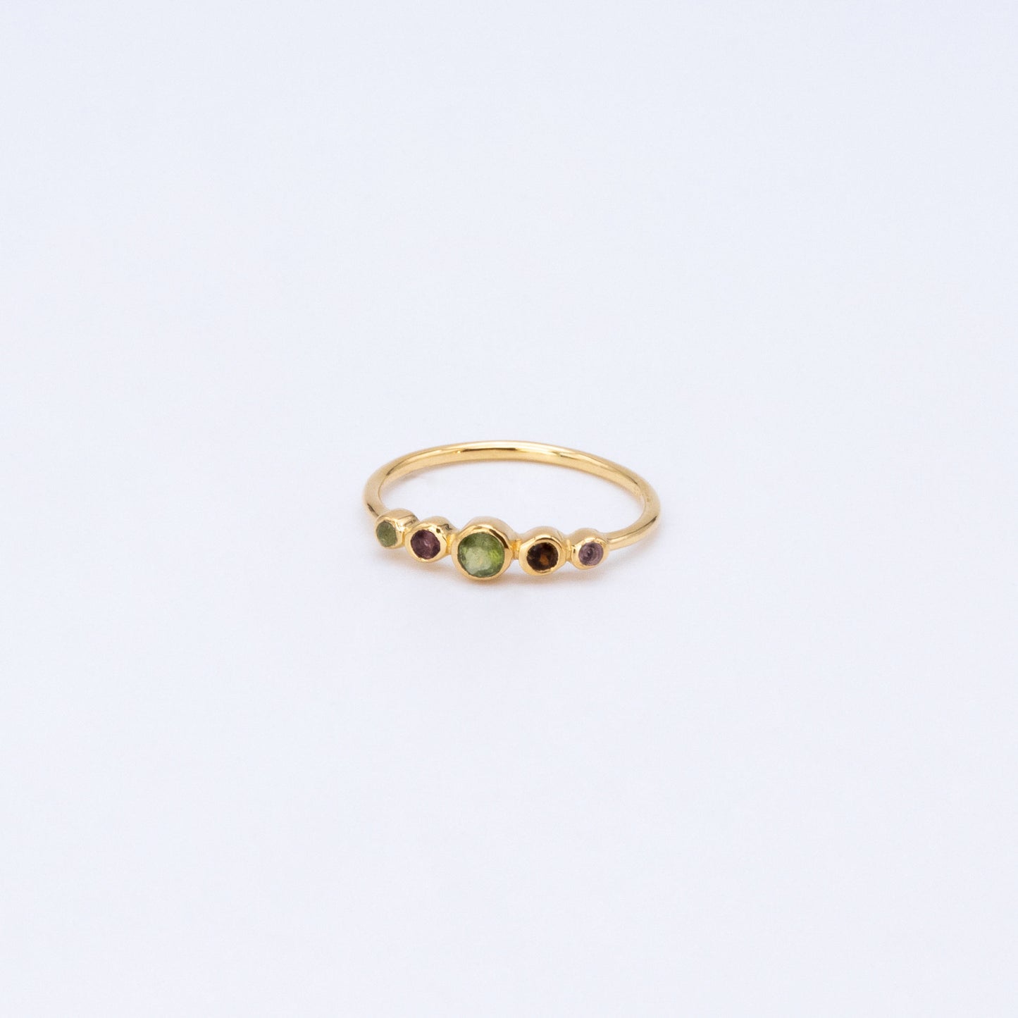 Anillo Lydia Multi Turmalina Plata 925 Bañada en Oro 18k