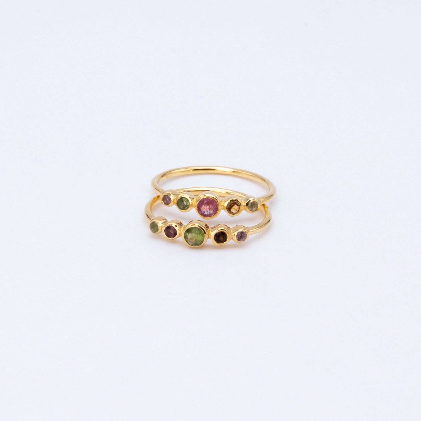 Anillo Lydia Multi Turmalina Plata 925 Bañada en Oro 18k