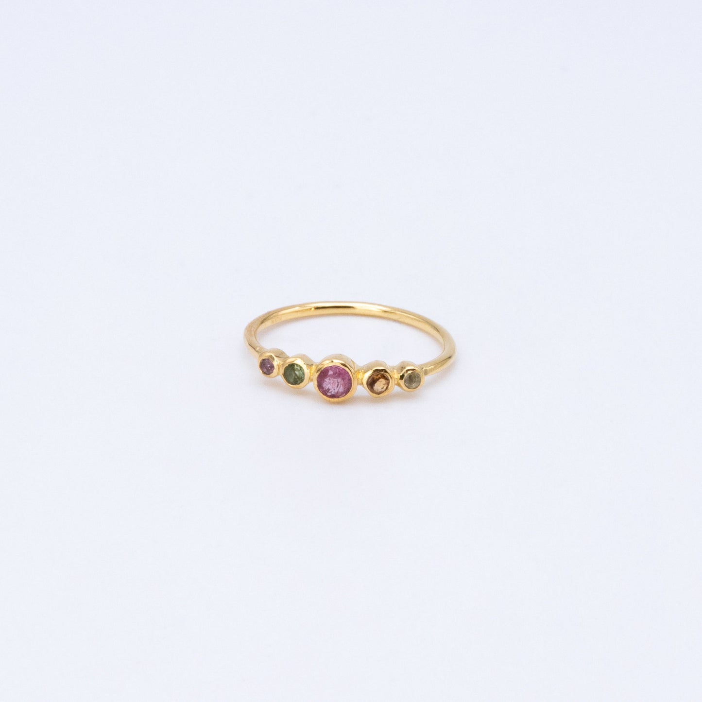 Anillo Lydia Multi Turmalina Plata 925 Bañada en Oro 18k