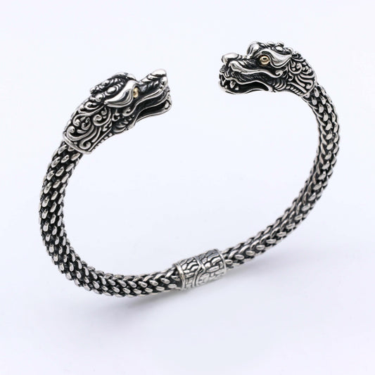 Pulsera Dragón Gold Eyes - Plata Luz