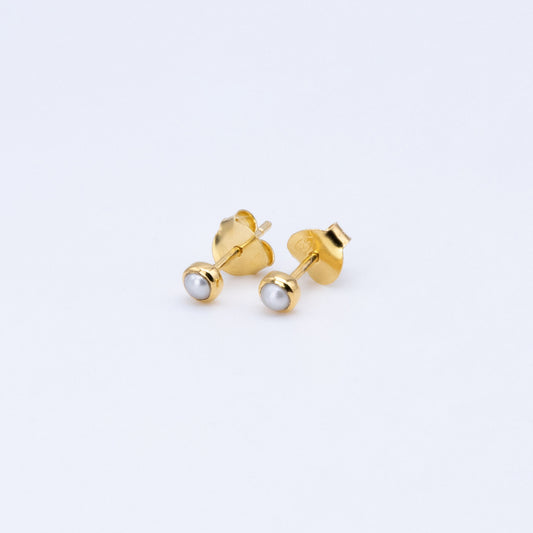 Pendiente Jinju Perl Plata 925 Baño Oro 18k