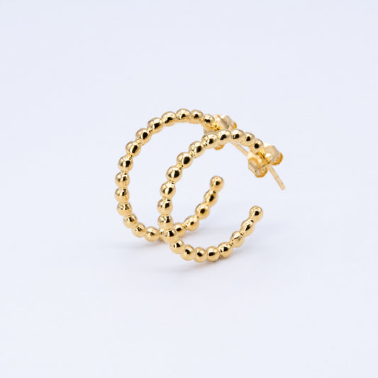 Pendiente Aro Bolas Plata 925 Bañada en Oro 18k