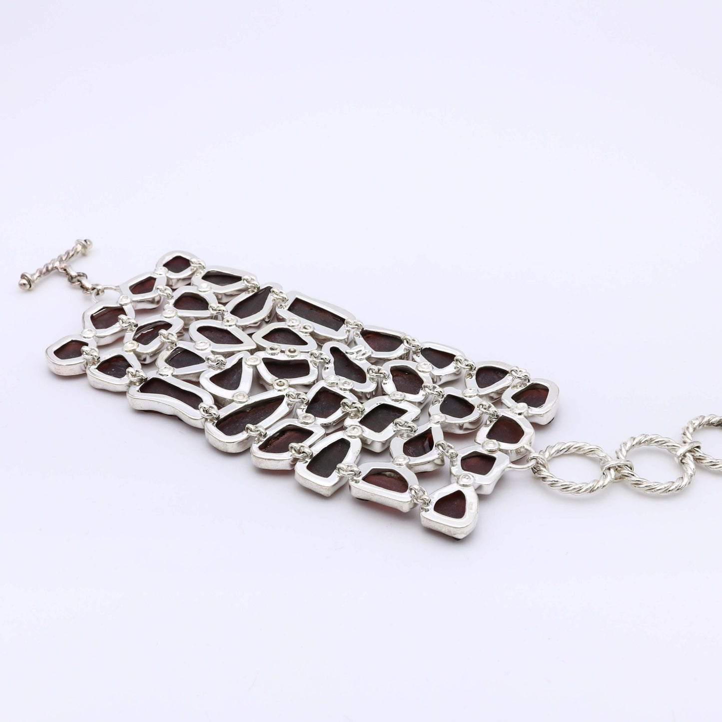 Pulsera Granate Rustic - Plata Luz