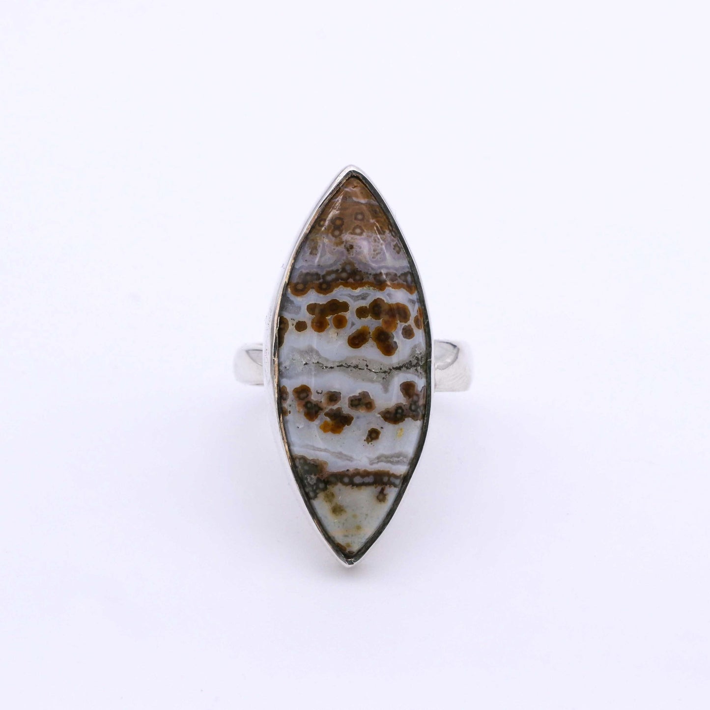 IC: ANILLO PLATA JASPER NATURAL ARTESANIA