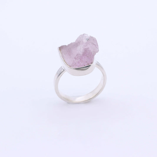 IC: ANILLO PLATA CUARZO ROSA RUSTICO PALM