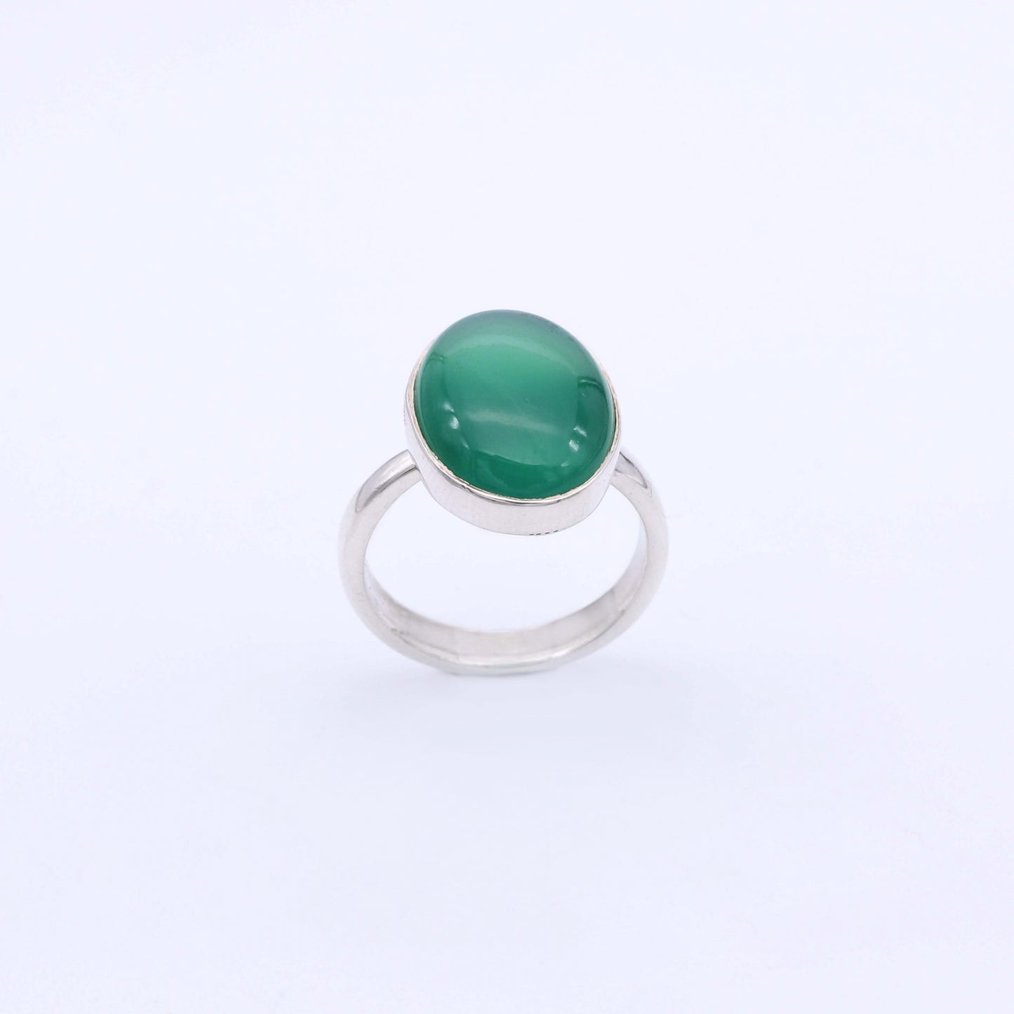 IC: ANILLO PLATA CALCEDONIA VERDE QIVO