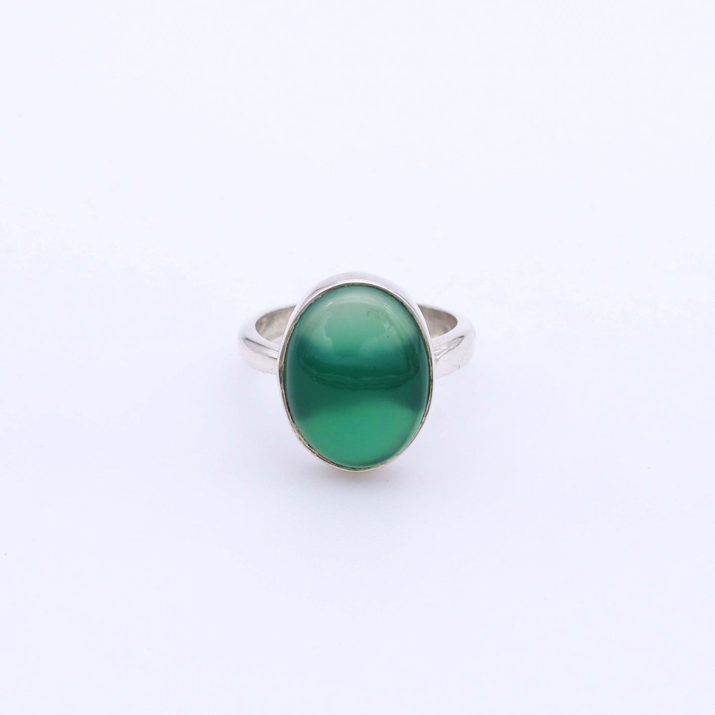 IC: ANILLO PLATA CALCEDONIA VERDE QIVO