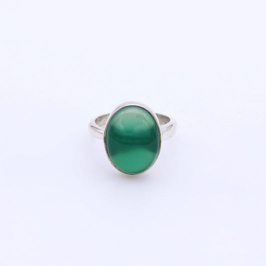 IC: ANILLO PLATA CALCEDONIA VERDE QIVO