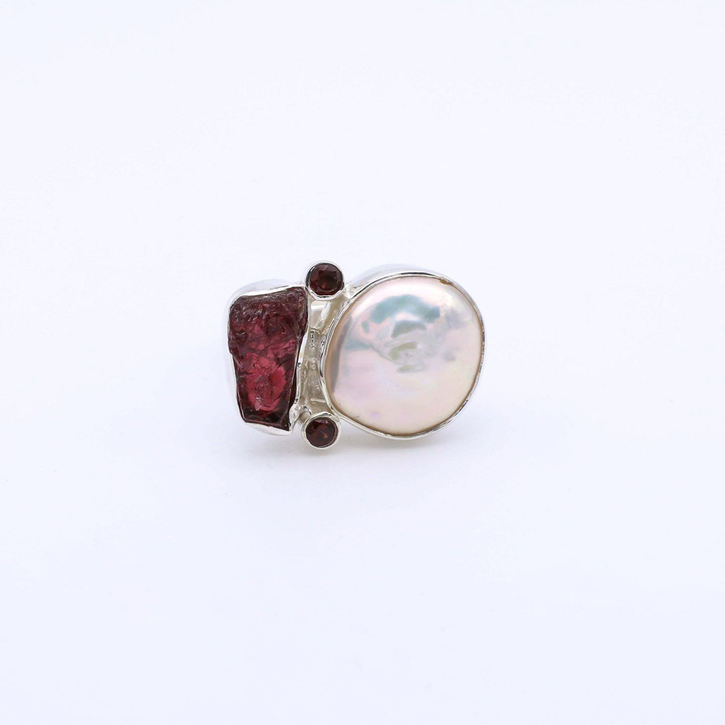 IC: ANILLO PLATA GRANATE PERLAS 2