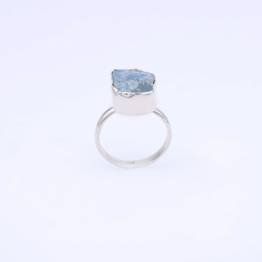 IC: ANILLO PLATA AGUAMARINA RUSTICA