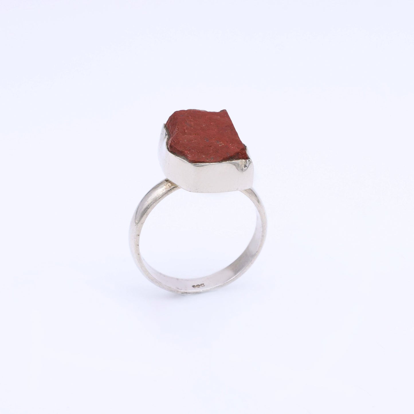 IC: ANILLO PLATA JASPE ROJO RUSTICO