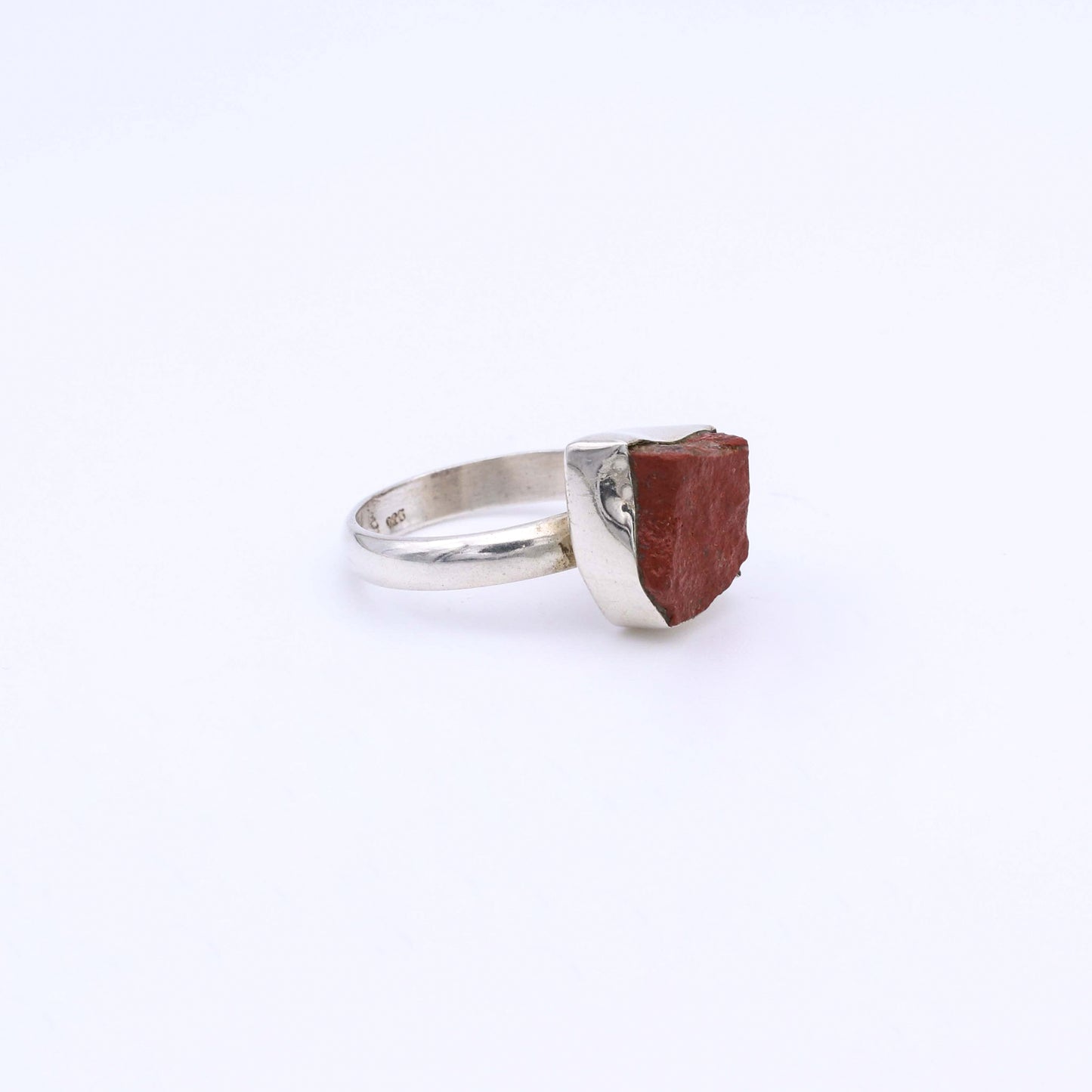 IC: ANILLO PLATA JASPE ROJO RUSTICO 3